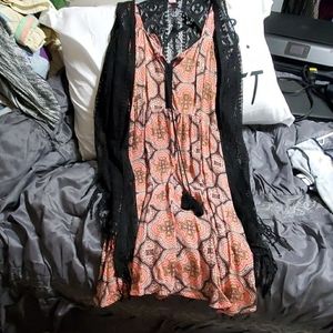 Dress with black cardigan